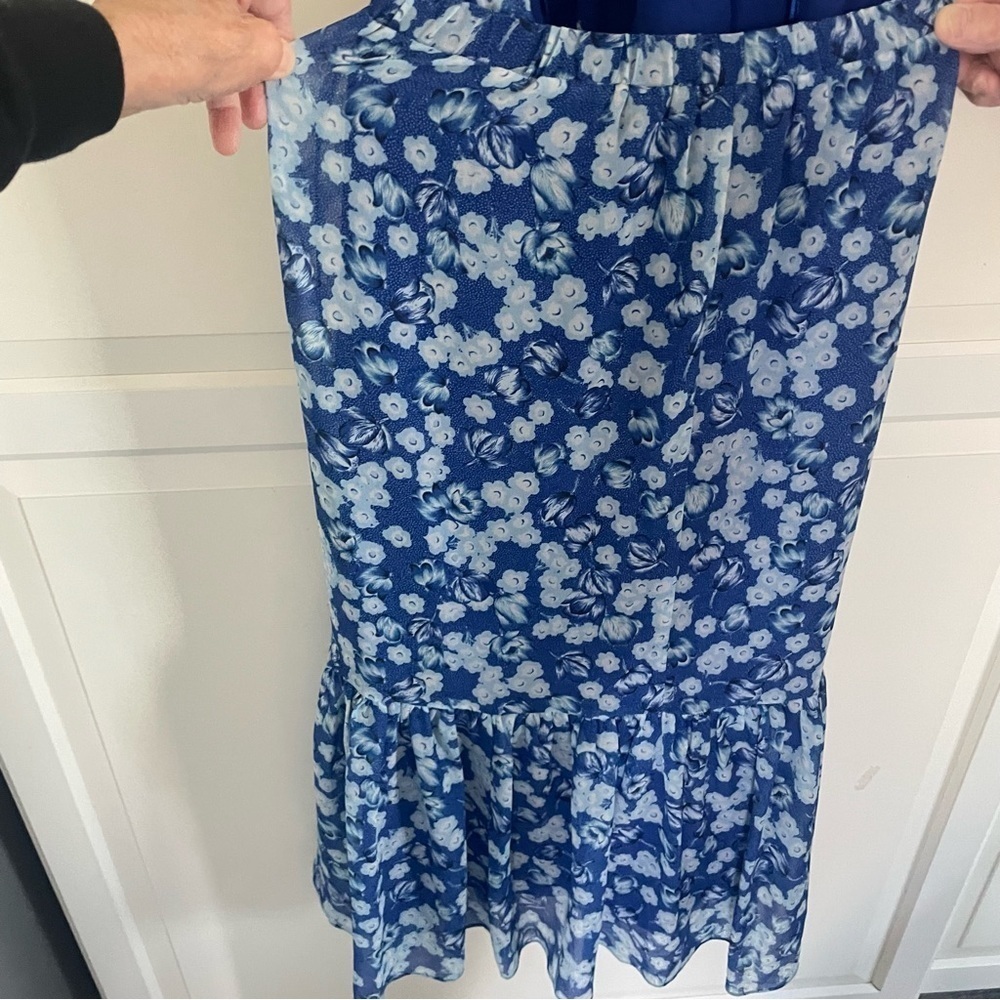 New! Chelsea28 Blue Surf Astr Floral Strapless Dress Nwt 30975 — image 6 of 8